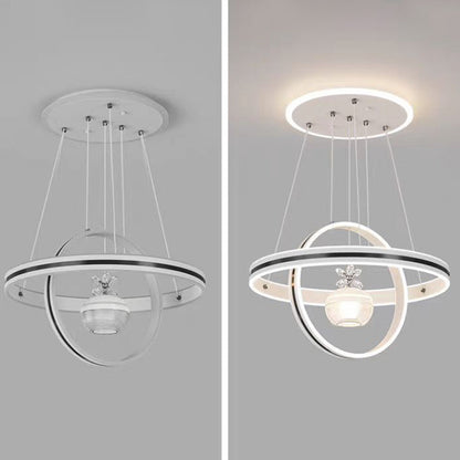 Modern Luxury ABS Iron Aluminum Acrylic Silica Round LED Chandelier For Dining Room