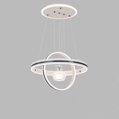 Modern Luxury ABS Iron Aluminum Acrylic Silica Round LED Chandelier For Dining Room