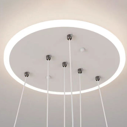 Modern Luxury ABS Iron Aluminum Acrylic Silica Round LED Chandelier For Dining Room