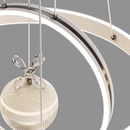 Modern Luxury ABS Iron Aluminum Acrylic Silica Round LED Chandelier For Dining Room