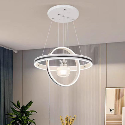 Modern Luxury ABS Iron Aluminum Acrylic Silica Round LED Chandelier For Dining Room