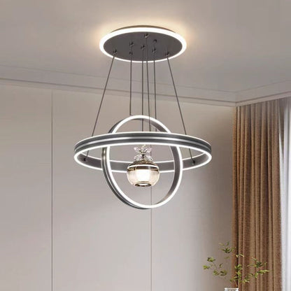 Modern Luxury ABS Iron Aluminum Acrylic Silica Round LED Chandelier For Dining Room