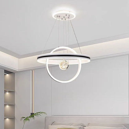 Modern Luxury ABS Iron Aluminum Acrylic Silica Round LED Chandelier For Dining Room
