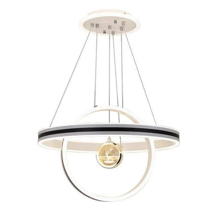 Modern Luxury ABS Iron Aluminum Acrylic Silica Round LED Chandelier For Dining Room