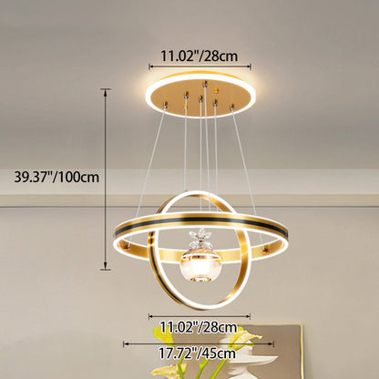Modern Luxury ABS Iron Aluminum Acrylic Silica Round LED Chandelier For Dining Room
