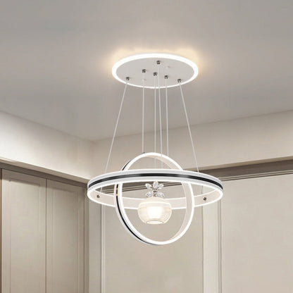 Modern Luxury ABS Iron Aluminum Acrylic Silica Round LED Chandelier For Dining Room
