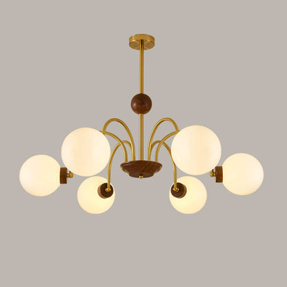 Modern Luxury Glass Copper Round 5/6/8 Light Chandelier For Living Room