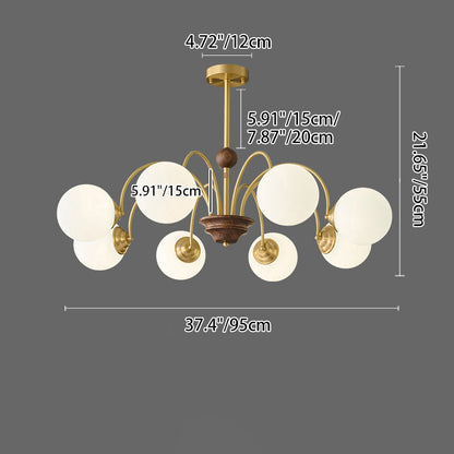 Modern Luxury Glass Copper Round 5/6/8 Light Chandelier For Living Room