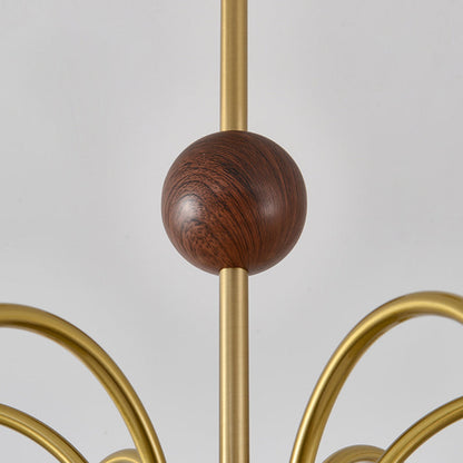 Modern Luxury Glass Copper Round 5/6/8 Light Chandelier For Living Room