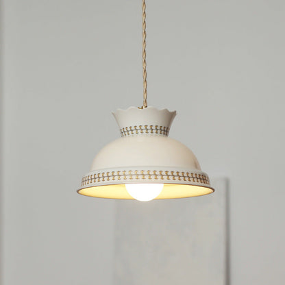 Contemporary Retro Ceramic Copper Bowled 1 - Light Pendant Light For Dining Room