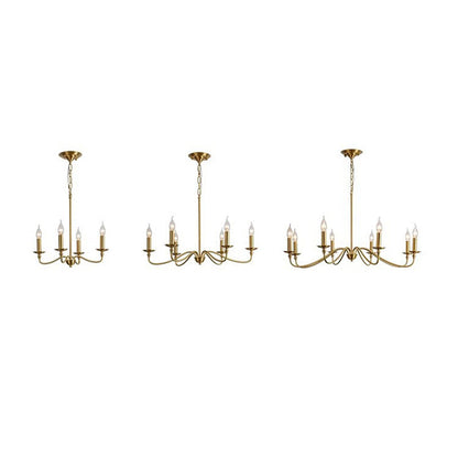 Contemporary Retro Copper Glass Candle 4/6/8 Light Chandelier For Living Room
