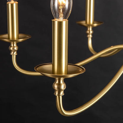 Contemporary Retro Copper Glass Candle 4/6/8 Light Chandelier For Living Room