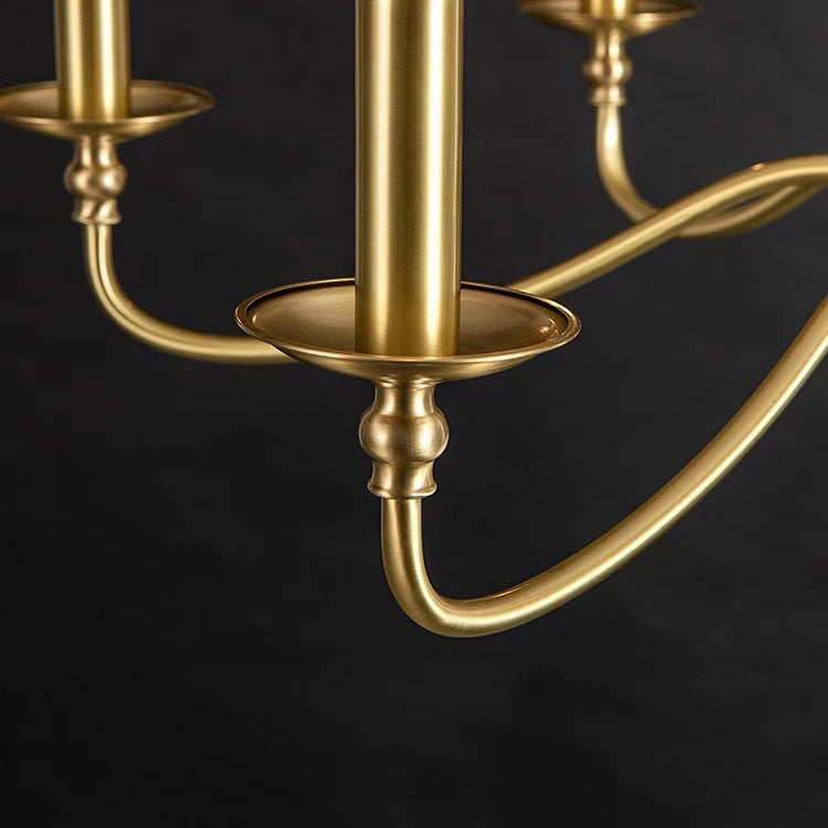 Contemporary Retro Copper Glass Candle 4/6/8 Light Chandelier For Living Room