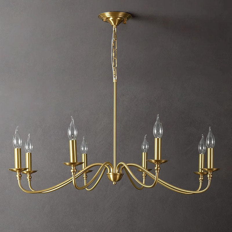 Contemporary Retro Copper Glass Candle 4/6/8 Light Chandelier For Living Room