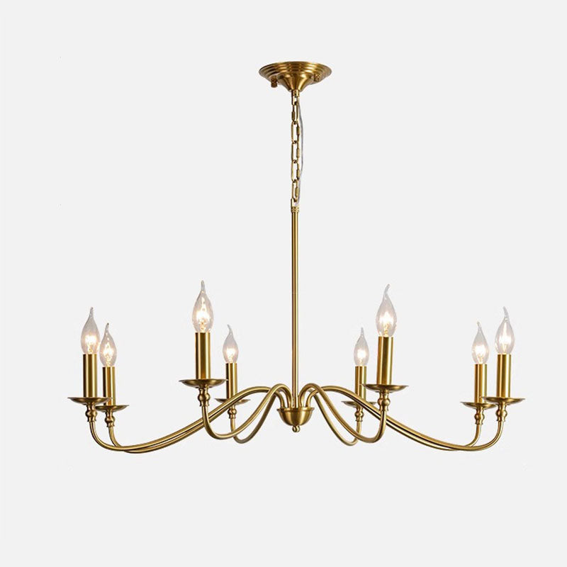 Contemporary Retro Copper Glass Candle 4/6/8 Light Chandelier For Living Room