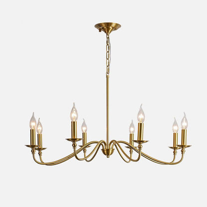 Contemporary Retro Copper Glass Candle 4/6/8 Light Chandelier For Living Room