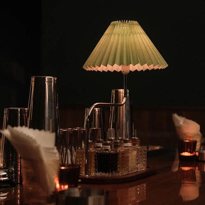 Traditional Vintage Wood Iron Fabric Umbrella 1-Light Table Lamp For Bedroom