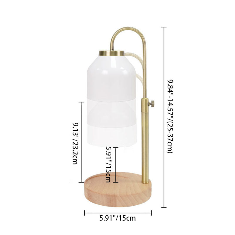 Contemporary Scandinavian Iron Marble Wood Round 1-Light Melting Wax Table Lamp For Living Room