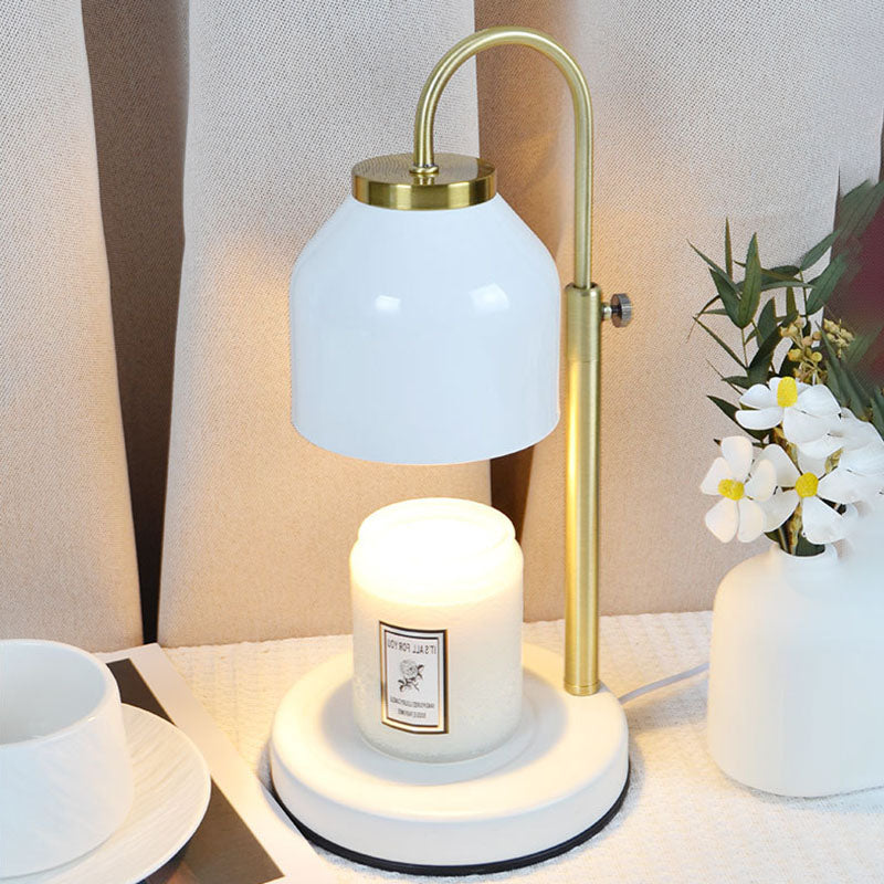 Contemporary Scandinavian Iron Marble Wood Round 1-Light Melting Wax Table Lamp For Living Room