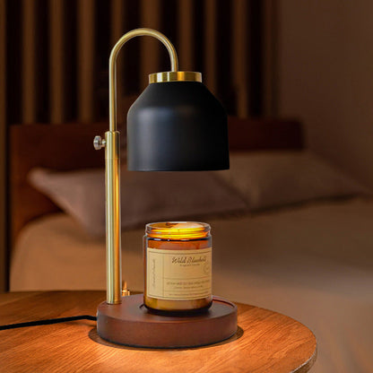 Contemporary Scandinavian Iron Marble Wood Round 1-Light Melting Wax Table Lamp For Living Room