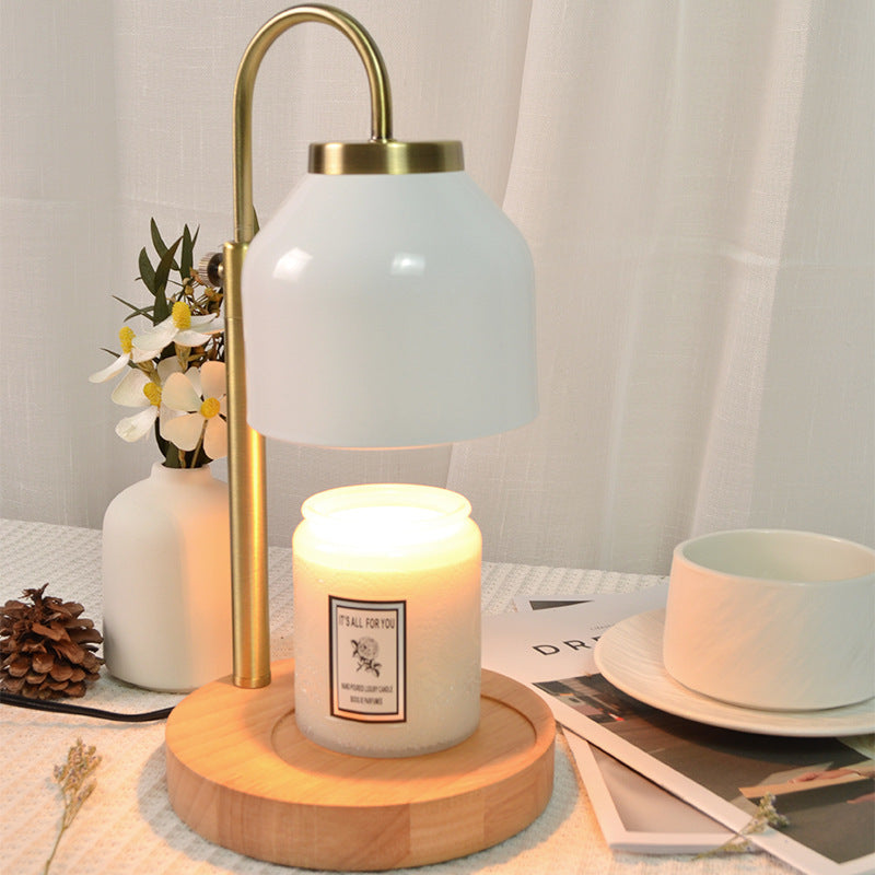Contemporary Scandinavian Iron Marble Wood Round 1-Light Melting Wax Table Lamp For Living Room