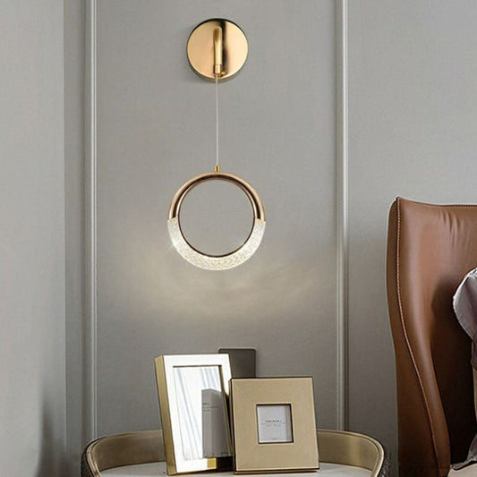 مصباح حائط LED على شكل قمر مصنوع من معدن PVC أكريليك بتصميم عصري بسيط لغرفة النوم 