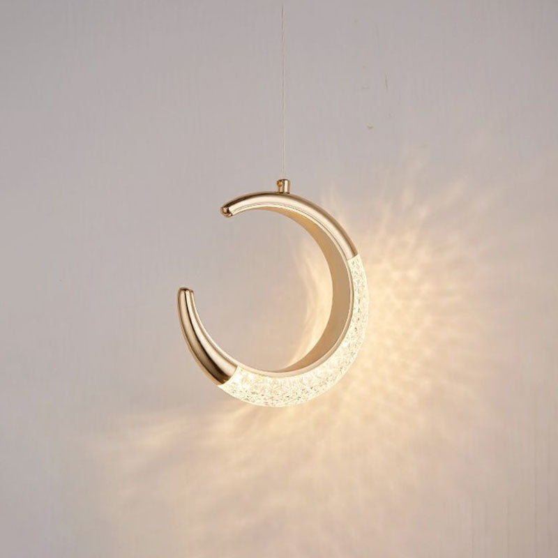 مصباح حائط LED على شكل قمر مصنوع من معدن PVC أكريليك بتصميم عصري بسيط لغرفة النوم 