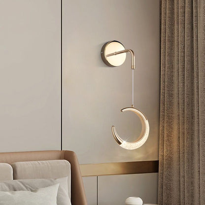 مصباح حائط LED على شكل قمر مصنوع من معدن PVC أكريليك بتصميم عصري بسيط لغرفة النوم 