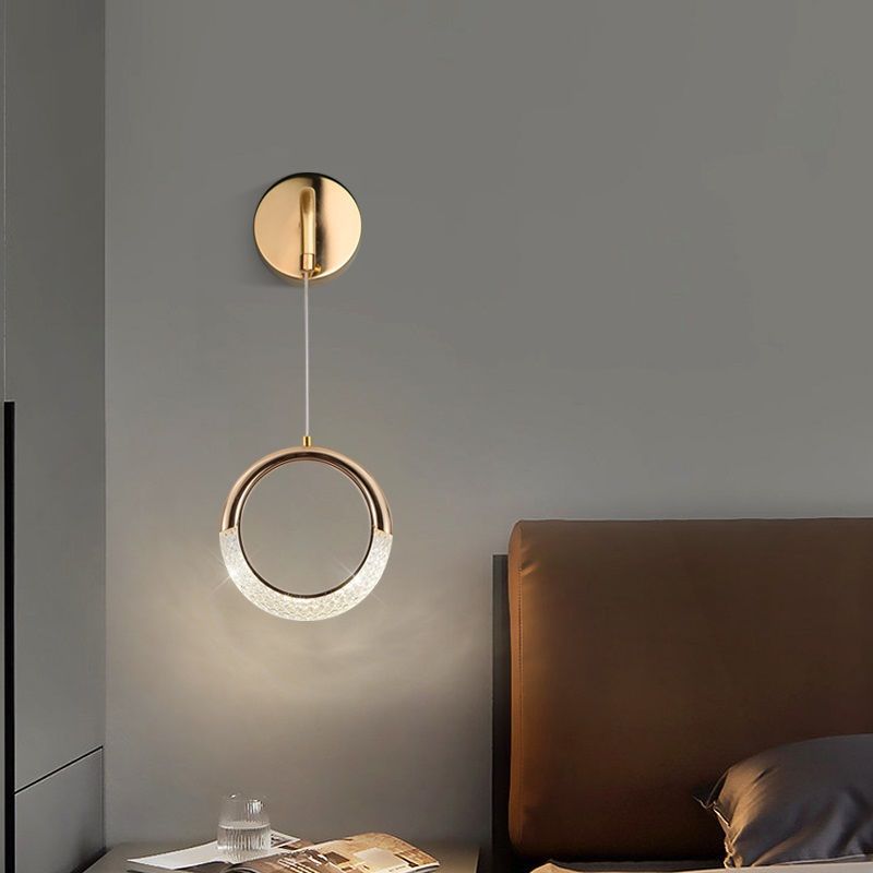 مصباح حائط LED على شكل قمر مصنوع من معدن PVC أكريليك بتصميم عصري بسيط لغرفة النوم 