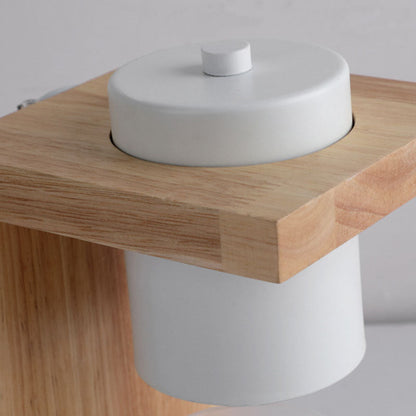 Traditional Japanese Iron Wood Linear 2-Light Melting Wax Table Lamp  For Bedroom