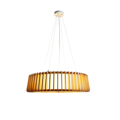 Contemporary Scandinavian Acrylic Fabric Wood Round 3/5 Light Chandelier For Bedroom