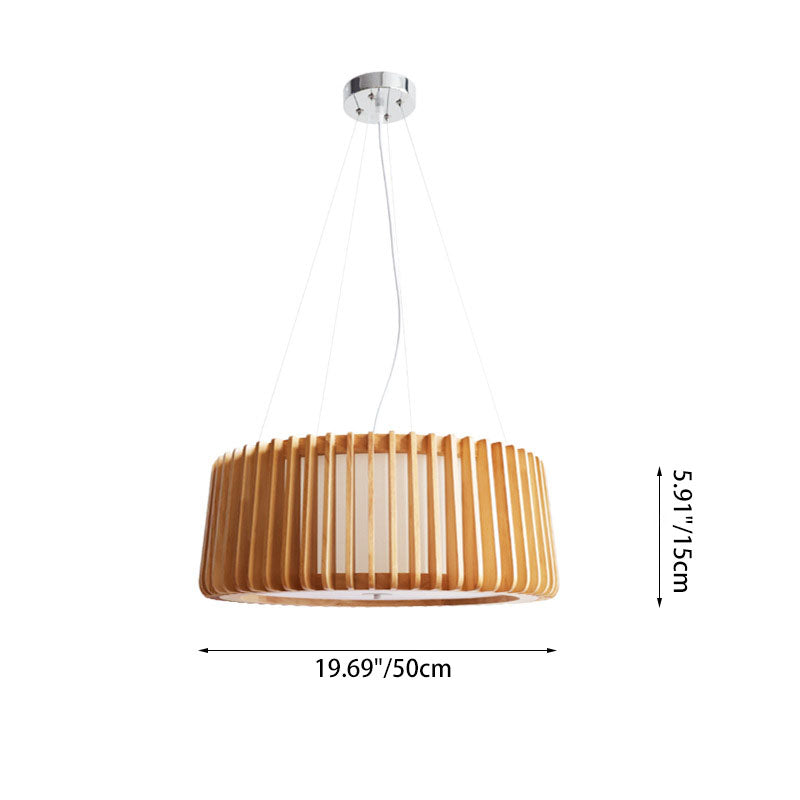Contemporary Scandinavian Acrylic Fabric Wood Round 3/5 Light Chandelier For Bedroom