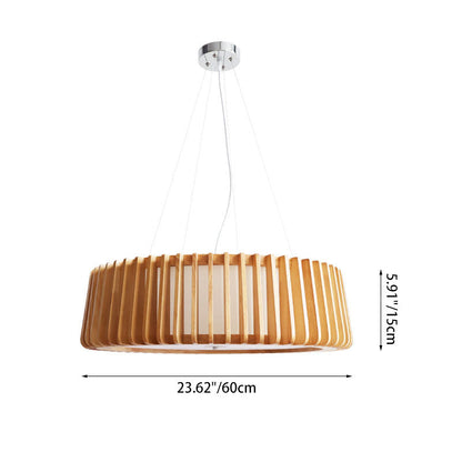 Contemporary Scandinavian Acrylic Fabric Wood Round 3/5 Light Chandelier For Bedroom