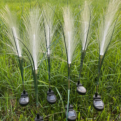 Modern Art Deco Waterproof Solar ABS Stainless Steel Synthetic Fiber Reed LED Landscape Lighting Outdoor Light For Outdoor Patio