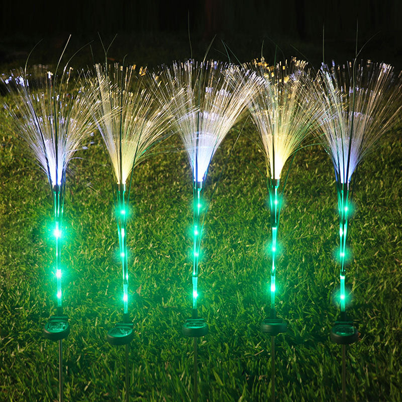 Modern Art Deco Waterproof Solar ABS Stainless Steel Synthetic Fiber Reed LED Landscape Lighting Outdoor Light For Outdoor Patio
