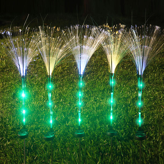 Modern Art Deco Waterproof Solar ABS Stainless Steel Synthetic Fiber Reed LED Landscape Lighting Outdoor Light For Outdoor Patio