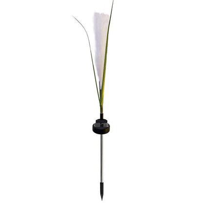 Modern Art Deco Waterproof Solar ABS Stainless Steel Synthetic Fiber Reed LED Landscape Lighting Outdoor Light For Outdoor Patio