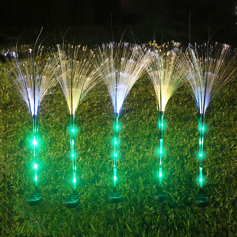 Modern Art Deco Waterproof Solar ABS Stainless Steel Synthetic Fiber Reed LED Landscape Lighting Outdoor Light For Outdoor Patio