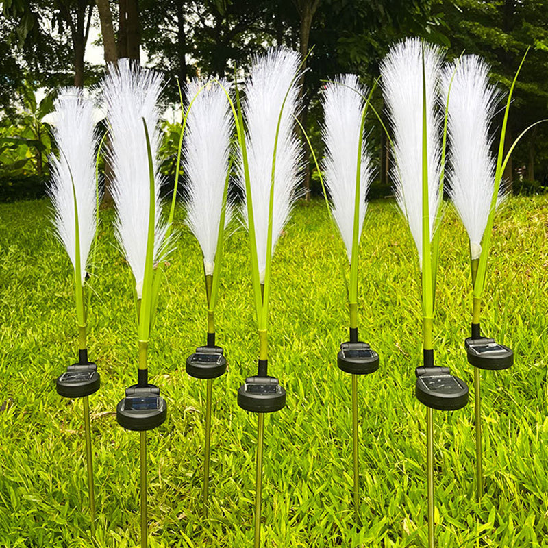 Modern Art Deco Waterproof Solar ABS Stainless Steel Synthetic Fiber Reed LED Landscape Lighting Outdoor Light For Outdoor Patio