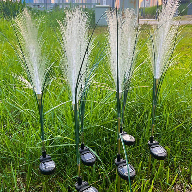 Modern Art Deco Waterproof Solar ABS Stainless Steel Synthetic Fiber Reed LED Landscape Lighting Outdoor Light For Outdoor Patio