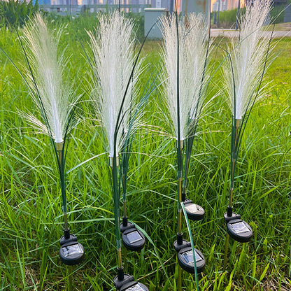 Modern Art Deco Waterproof Solar ABS Stainless Steel Synthetic Fiber Reed LED Landscape Lighting Outdoor Light For Outdoor Patio