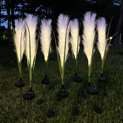 Modern Art Deco Waterproof Solar ABS Stainless Steel Synthetic Fiber Reed LED Landscape Lighting Outdoor Light For Outdoor Patio