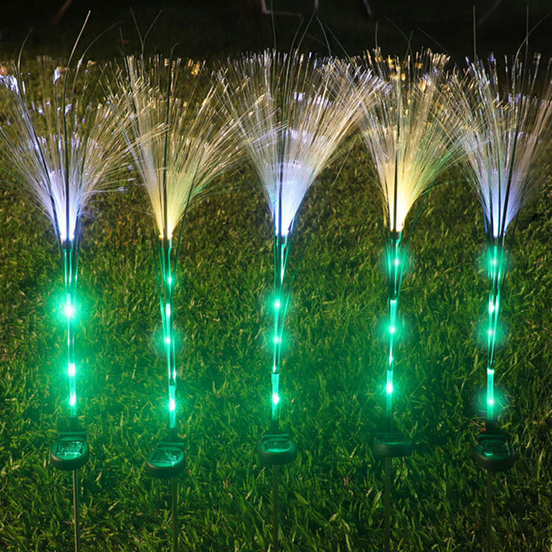 Modern Art Deco Waterproof Solar ABS Stainless Steel Synthetic Fiber Reed LED Landscape Lighting Outdoor Light For Outdoor Patio