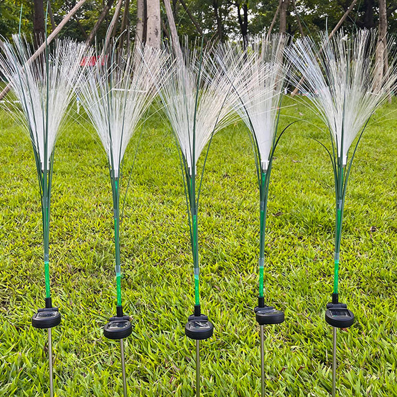 Modern Art Deco Waterproof Solar ABS Stainless Steel Synthetic Fiber Reed LED Landscape Lighting Outdoor Light For Outdoor Patio