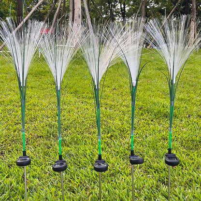 Modern Art Deco Waterproof Solar ABS Stainless Steel Synthetic Fiber Reed LED Landscape Lighting Outdoor Light For Outdoor Patio