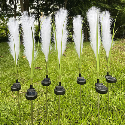 Modern Art Deco Waterproof Solar ABS Stainless Steel Synthetic Fiber Reed LED Landscape Lighting Outdoor Light For Outdoor Patio