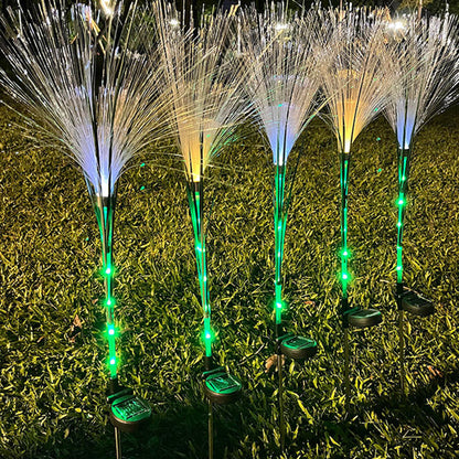 Modern Art Deco Waterproof Solar ABS Stainless Steel Synthetic Fiber Reed LED Landscape Lighting Outdoor Light For Outdoor Patio