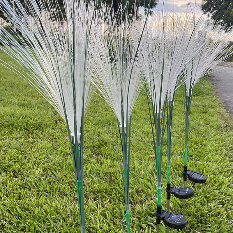 Modern Art Deco Waterproof Solar ABS Stainless Steel Synthetic Fiber Reed LED Landscape Lighting Outdoor Light For Outdoor Patio