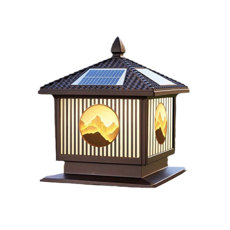 Modern Art Deco Waterproof Solar Aluminum Glass Square LED Landscape Lighting Outdoor Light For Garden