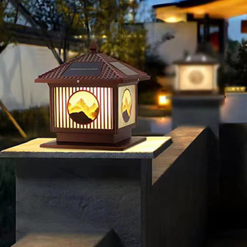 Modern Art Deco Waterproof Solar Aluminum Glass Square LED Landscape Lighting Outdoor Light For Garden